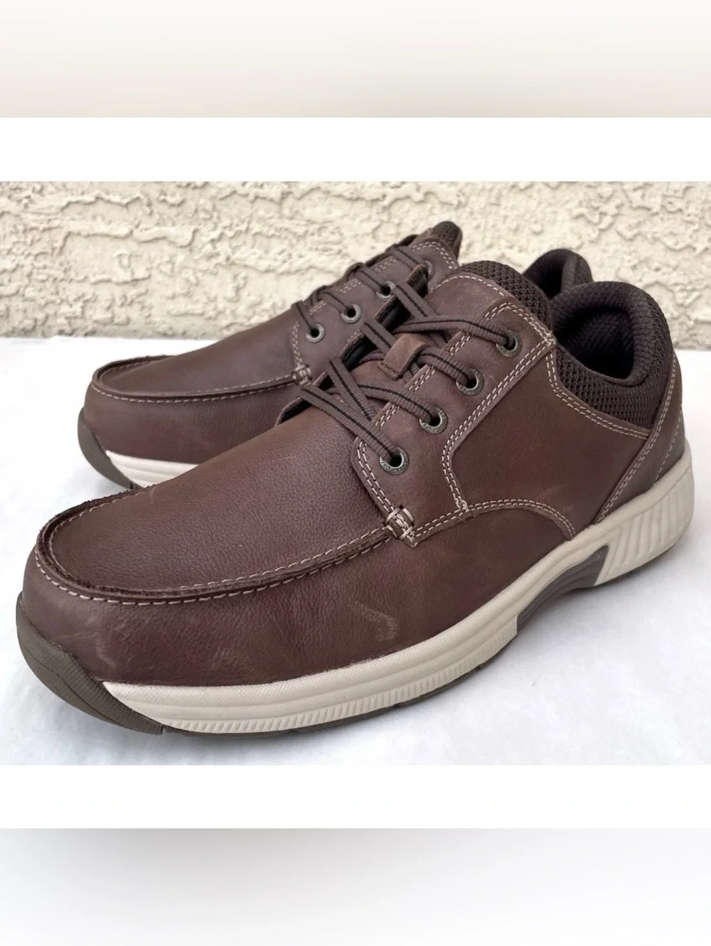 OrthoFeet Leo 428 Mens US 9 2E Wide Brown Leather Walking Shoes Comfort Casual